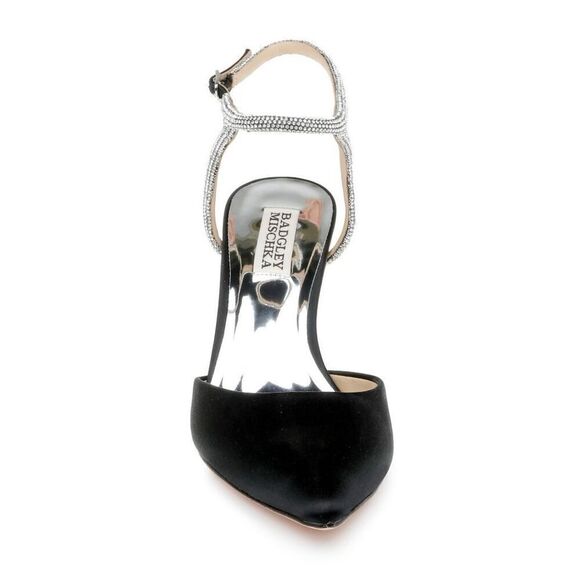 Badgley Mischka Kamilah Pointed Toe Stiletto in Black Satin - Picture 11 of 12